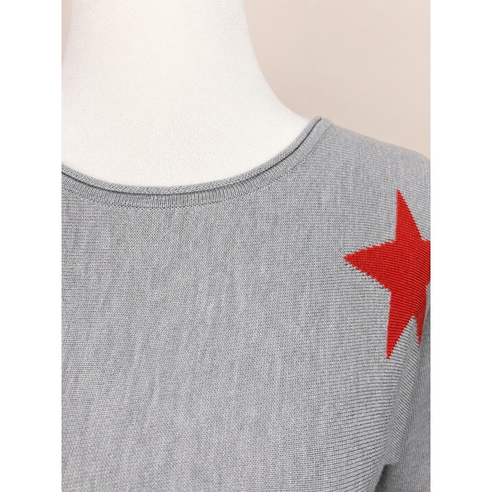 Rachel Zoe Gray Long Sleeve Star Pattern Knit Sweater - Picture 4 of 6